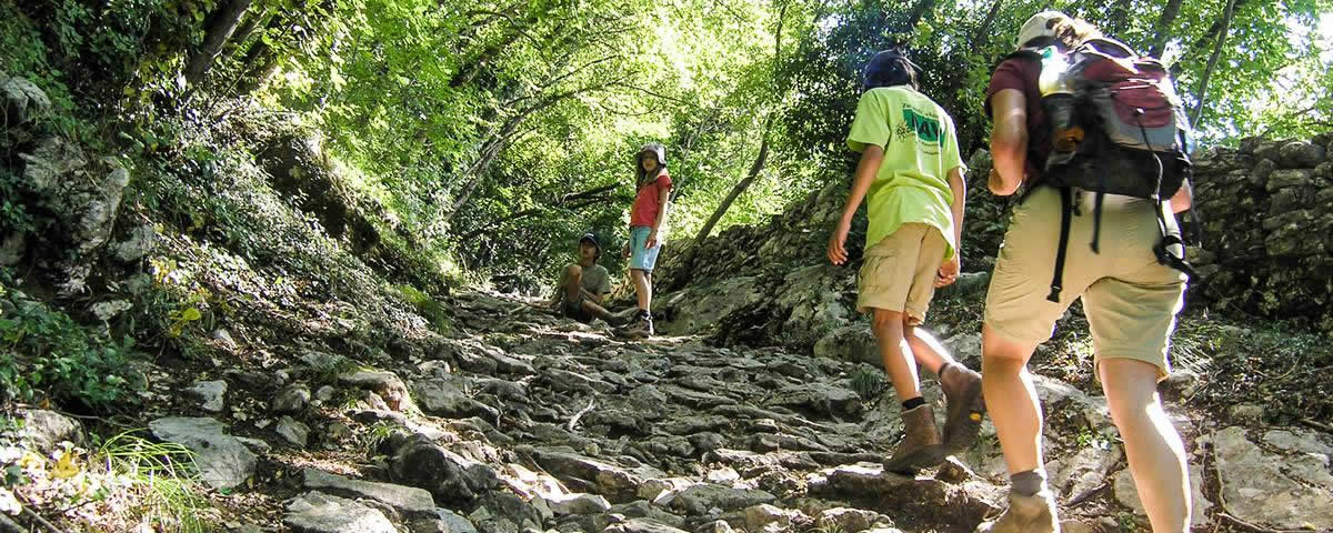 Familie beim Wandern